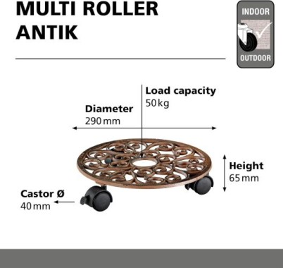 Wagner Pflanzenroller ANTIK GH 0925, Ø 29 x 6,4 cm, aus Gusseisen, 20092501