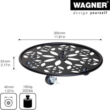 WAGNER Pflanzenroller GH 0936, Ø 30 x 5,5 cm, aus Stahl, 20093601