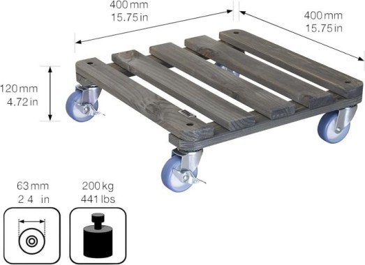 Wagner Pflanzenroller GH 7090, 40 x 40cm, aus Massivholz, 20709001