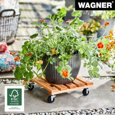 Wagner Pflanzenroller TOSCANA GH 0152, 29 x 29 x 8 cm, aus FSC®-Massivholz, 20015201