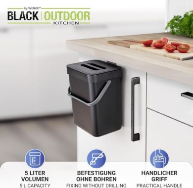 WENKO Abfallsammler mit Griff Mod. Tago 5 Liter flexibel einsetzbar, 55027100
