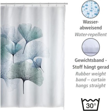 Preview: WENKO Anti-Schimmel Duschvorhang Mod. Ginkgo antibakteriell beschichtet, 24344100
