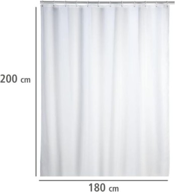 Wenko Anti-Schimmel Duschvorhang Uni White, 180 x 200 cm, waschbar, 20151100