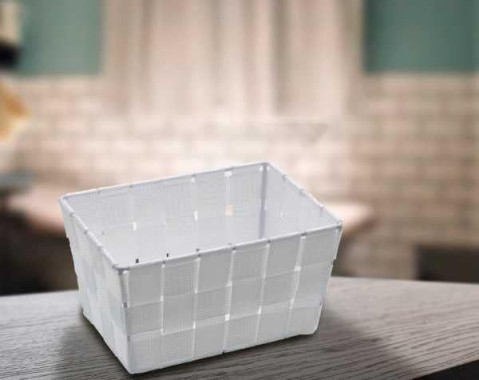 WENKO Aufbewahrungskorb Adria Mini Weiß, rechteckig, 19 x 9 x 14 cm, 20361100
