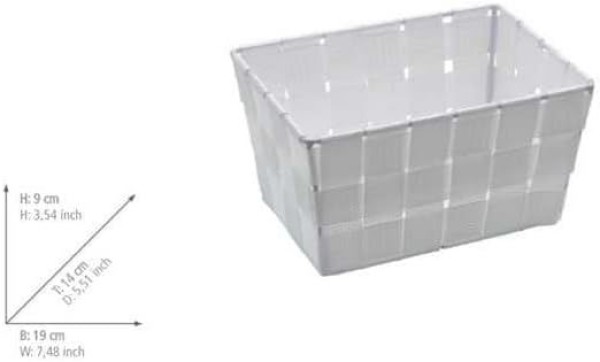 WENKO Aufbewahrungskorb Adria Mini Weiß, rechteckig, 19 x 9 x 14 cm, 20361100