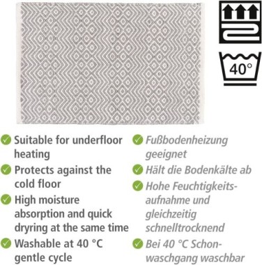 WENKO Badematte Abai aus recycelten PET-Flaschen, nachhaltig, Polyester, 50 x 80 cm, 24866100