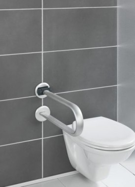 WENKO Badstützgriff klappbar Secura Premium bis 120 kg belastbar, Silber matt 23741100