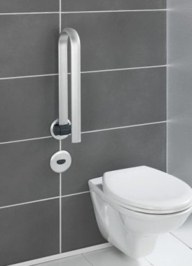 WENKO Badstützgriff klappbar Secura Premium bis 120 kg belastbar, Silber matt 23741100