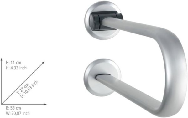 WENKO Badstützgriff klappbar Secura Premium bis 120 kg belastbar, Silber matt 23741100