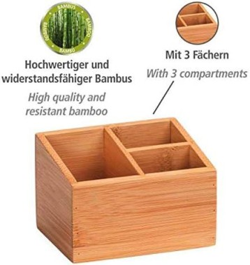 Wenko Bambus Organizer Mod. Terra 3 Fächer ideal für Schmuck, Pinsel und Stifte, 23916100