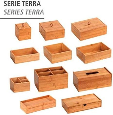 Wenko Bambus Organizer Mod. Terra 3 Fächer ideal für Schmuck, Pinsel und Stifte, 23916100