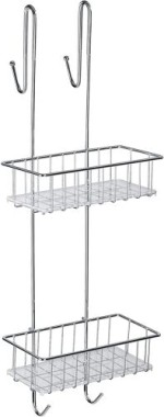 WENKO Duschcaddy 2 Etagen, rostfreies Edelstahl, Befestigung ohne Bohren, 22213100