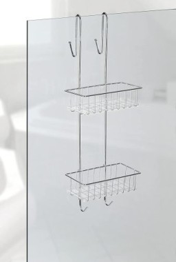WENKO Duschcaddy 2 Etagen, rostfreies Edelstahl, Befestigung ohne Bohren, 22213100