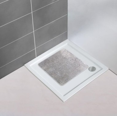WENKO Duscheinlage Concrete - mit Saugnäpfen, 54 x 54 cm, 23797100