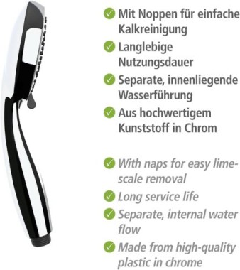 WENKO Duschkopf Mod. Basic Grau Ø 10 cm, 3 Funktionen Silber, 23945100