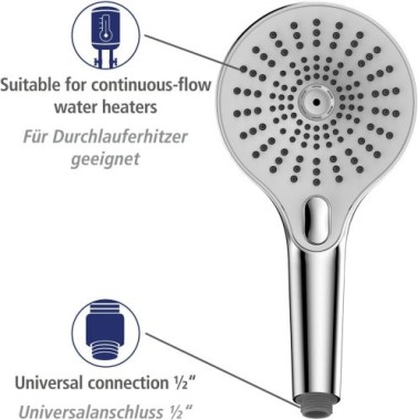 WENKO Duschkopf Mod. Ultimate Shower Chrom/Weiß Ø 13 cm, 25300100