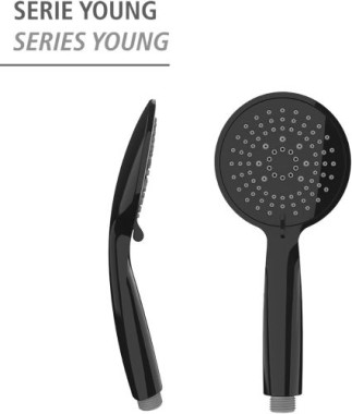 WENKO Duschkopf Mod. Young Schwarz Ø 11 cm, mit 5 Strahlarten, 23941100