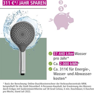 WENKO Duschkopf Watersaving Chrom Ø 12 cm, 24921100