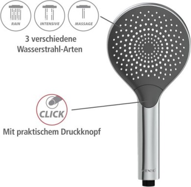 WENKO Duschkopf Watersaving Chrom Ø 12 cm, 24921100