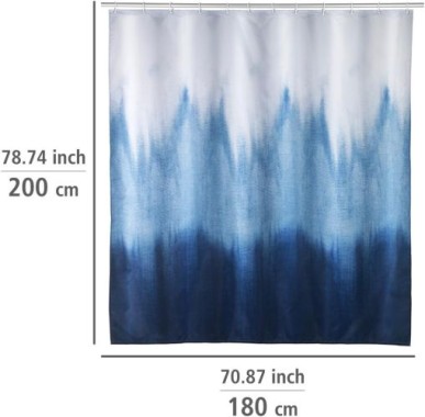 WENKO Duschvorhang Alara 180 x 200 cm, Textil (100 % recyceltes Polyester), 25745100
