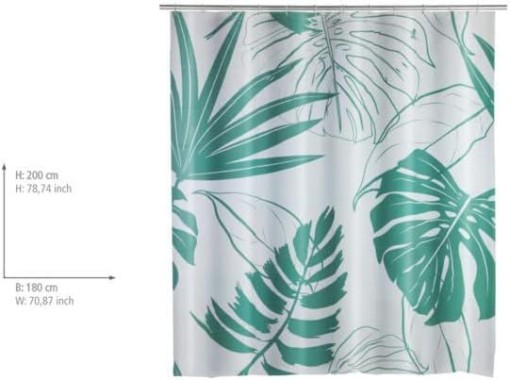 Preview: WENKO Duschvorhang Brasil Grün PEVA, 180 x 200 cm, 23820100