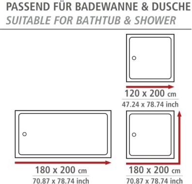 Preview: Wenko Duschvorhang Meditation, 180 x 200 cm waschbar, 20961100