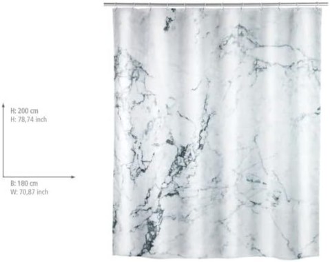 WENKO Duschvorhang Onyx, wasserabweisend, 180 x 200 cm, 23800100