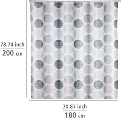 WENKO Duschvorhang Pastell Dots 180 x 200 cm, Textil (100 % recyceltes Polyester), 25750100