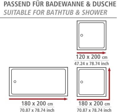 WENKO Duschvorhang Portugal, mit Ringen zur Befestigung, wasserabweisend, 180 x 200 cm, 23818100