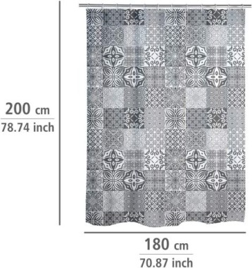 WENKO Duschvorhang Portugal, mit Ringen zur Befestigung, wasserabweisend, 180 x 200 cm, 23818100