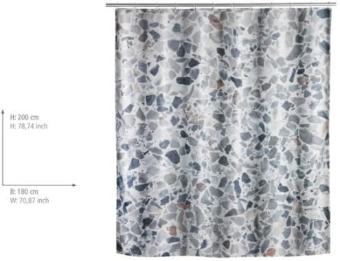 WENKO Duschvorhang Terrazzo, wasserabweisend, 180 x 200 cm, 24340100