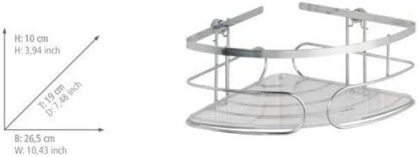 WENKO Eckablage groß Premium Edelstahl, rostfrei, 26.5 x 10 x 19 cm, 21433100