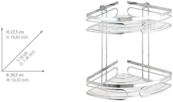 Nadlinger Edelstahl Hagebau 20412100 2 Eckregal - Glänzend, WENKO Premium, Rostfrei, Etagen