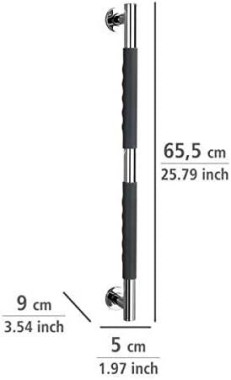 Wenko Edelstahl Wandhaltegriff Secura 65,5 cm Bad-Sicherheitsgriff, belastbar bis 120 kg, 23286100