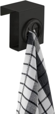 WENKO Haken Mod. Push Matt Schwarz aus rostfreiem Edelstahl und TPR-Kunststoff, 55008100