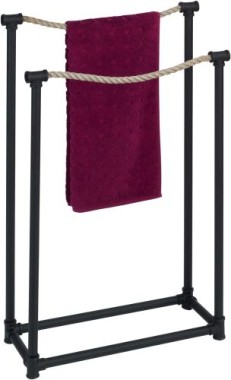 WENKO Handtuchständer Osuna Kleiderständer, 50.5 x 85.5 x 20 cm, Schwarz Metall, 23714100
