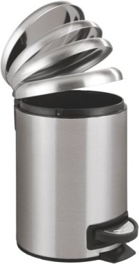 WENKO Kosmetik Treteimer Leman Easy Close, Edelstahl, 3 Liter mit herausnehmbarem Einsatz, 22702100