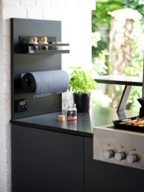 WENKO Magnetischer Küchenrollenhalter Mod. Ima Schwarz magnetisch, für gängige Küchenrollen, 55013100