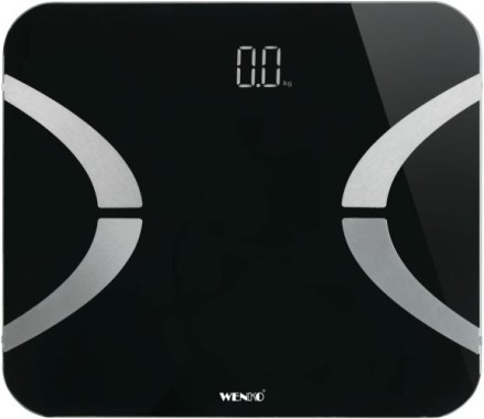 WENKO Personenwaage, Analysewaage LED Schwarz Bluetooth Körperfettwaage, 24462100