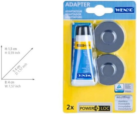 WENKO Power-Loc® Adapter, Befestigen ohne Bohren, Kunststoff, 20645100
