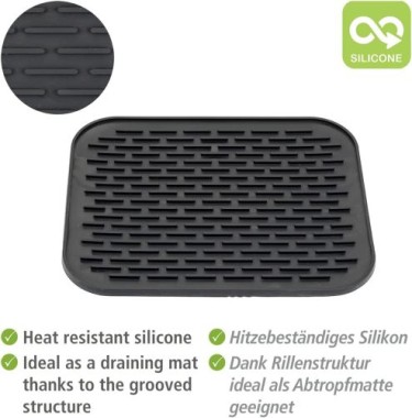 WENKO Silikonablage Mod. Minu Schwarz aus hitzebeständigem Silikon, 55006100