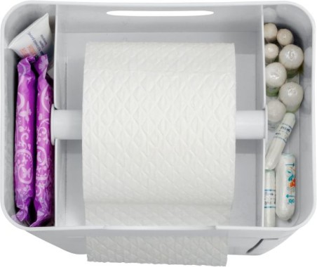 WENKO Stand WC-Garnitur Mod. Imon 6 in 1 Weiß matt, integrierter Toilettenpapierhalter, WC-Bürstenhalter, Ersatzrollenhalter, Stauraumfächer und Ablage,24212100