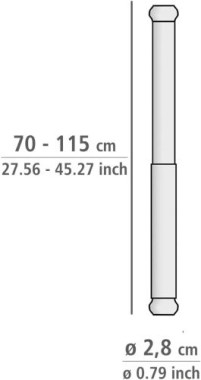 Preview: WENKO Teleskop-Duschstange Luz, ausziehbare Duschvorhangstange inkl. Wandadapter zum Klemmen, aus rostfreiem Aluminium, Ø 28 mm x 70 - 115 cm, Weiß,. 24881100