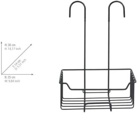 WENKO Thermostat-Dusch-Caddy Milo, rostfreies Edelstahl, Schwarz matt, 24525100