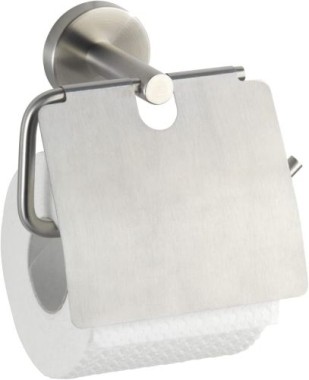 WENKO Toilettenpapierhalter mit Deckel Bosio Edelstahl matt, 19648100