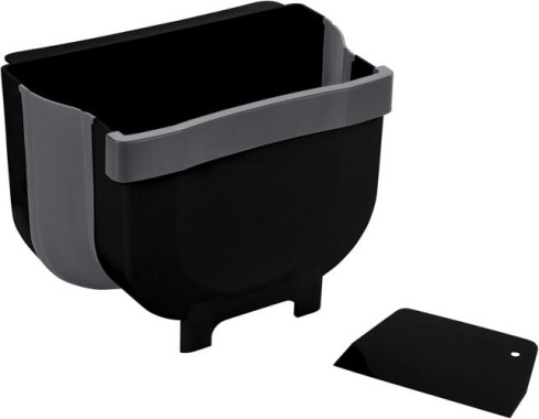 WENKO Tür-Abfalleimer Mod. Fago 5 L Schwarz faltbarer Mülleimer für Küchenabfälle, 55028100