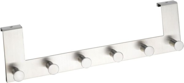 WENKO Türgarderobe Edelstahl Mod. Celano 6 Haken, für Türfalzstärken bis 2 cm, 4468060100