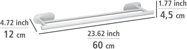 WENKO Turbo-Loc® Badetuchstange Duo Mod. Orea White matt, 60 cm aus rostfreiem Edelstahl, 26005100