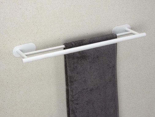 WENKO Turbo-Loc® Badetuchstange Duo Mod. Orea White matt, 60 cm aus rostfreiem Edelstahl, 26005100