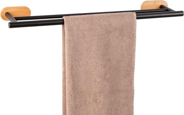 Wenko Turbo-Loc® Badetuchstange Mod. Orea Duo Bamboo Befestigung ohne bohren, 25370100
